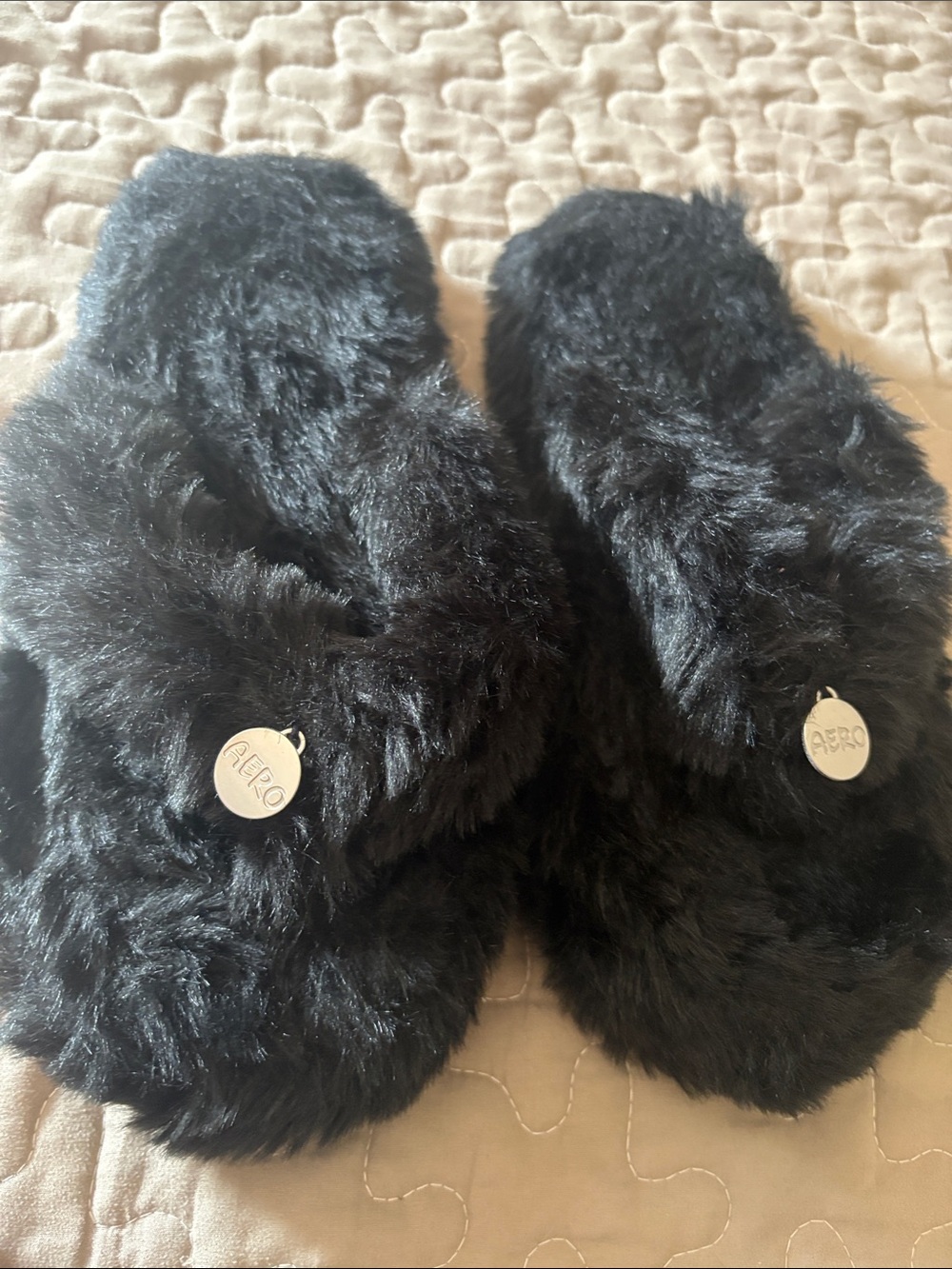 Women's Black Fuzzy Slippers size 8